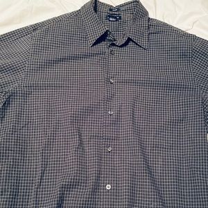 Structure Brand button shirt, blk/wht plaid EUC XL